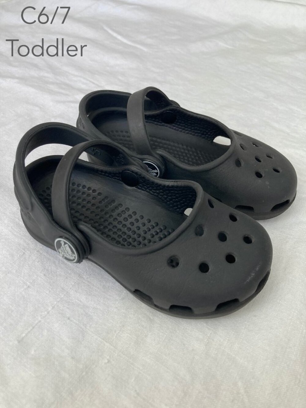 Crocs C6/7 Toddler Girl Boy Ballet Flat Black Sandals Shoes Spring Summer Beach